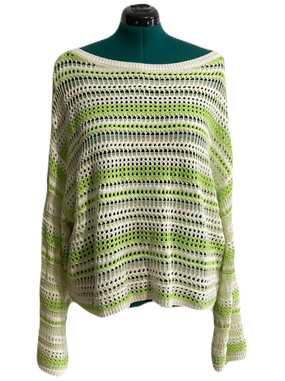 Torrid Striped Crochet Bell Sleeve Pullover Sweater